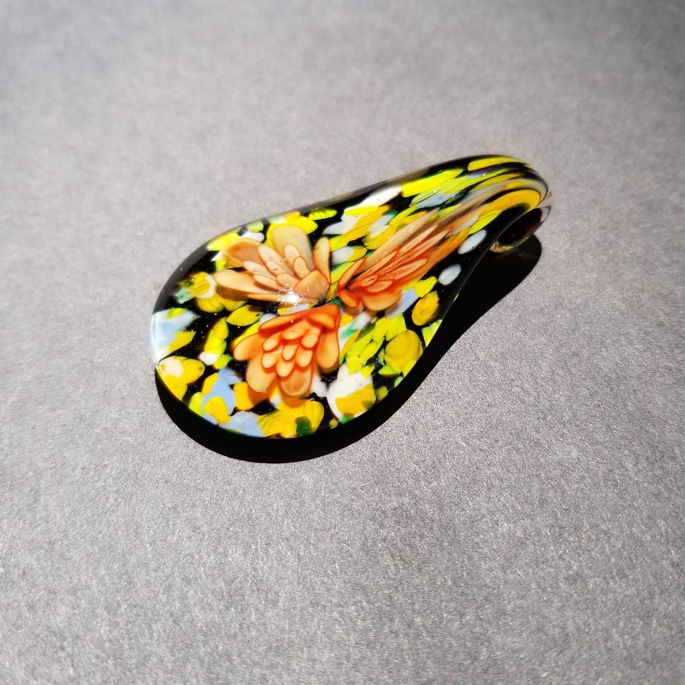 Handcrafted Floral Glass Pendant Necklace